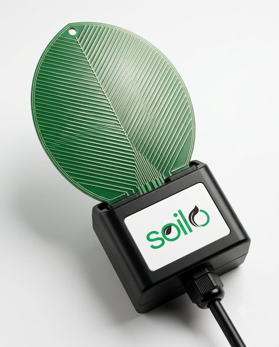 Soilo Leaf wetness sensor with leaf-shaped sensing surface